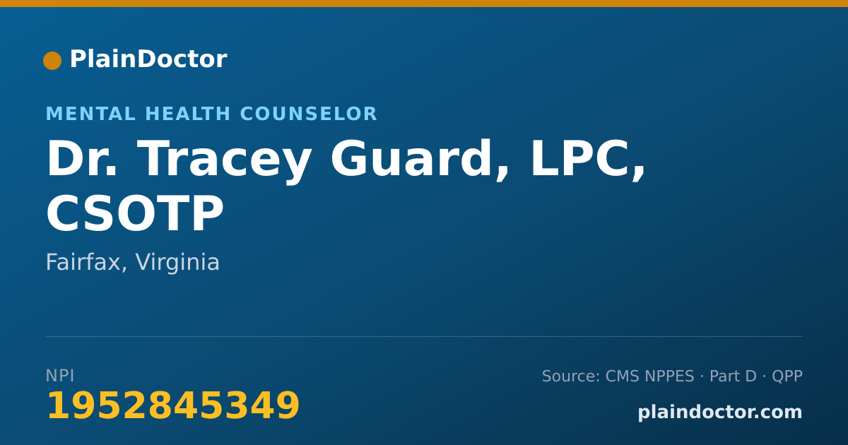 Shareable card for Tracey Guard, LPC, CSOTP - Mental Health Counselor, Fairfax, VA