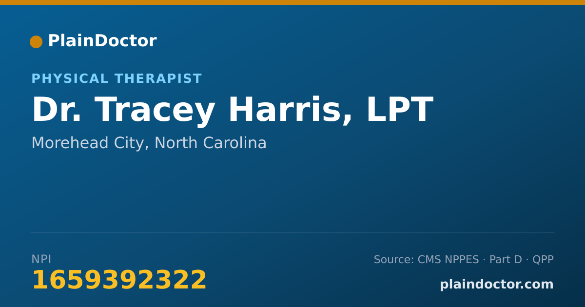 Shareable card for Tracey Harris, LPT - Physical Therapist, Morehead City, NC