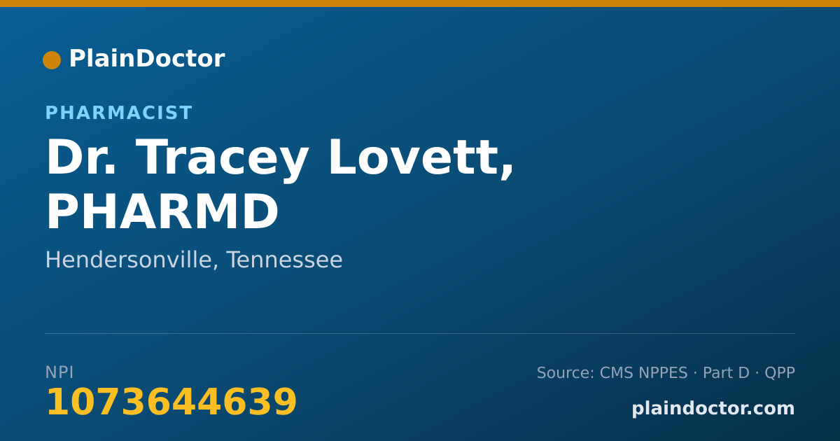 Shareable card for Tracey Lovett, PHARMD - Pharmacist, Hendersonville, TN