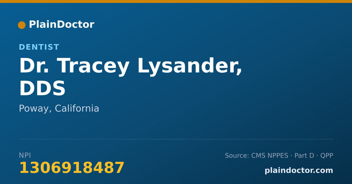 Shareable card for Tracey Lysander, DDS - Dentist, Poway, CA