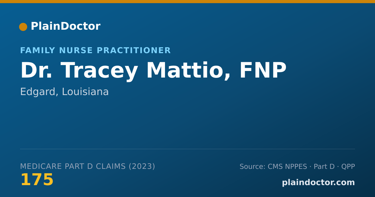 Shareable card for Tracey Mattio, FNP - Family Nurse Practitioner, Edgard, LA