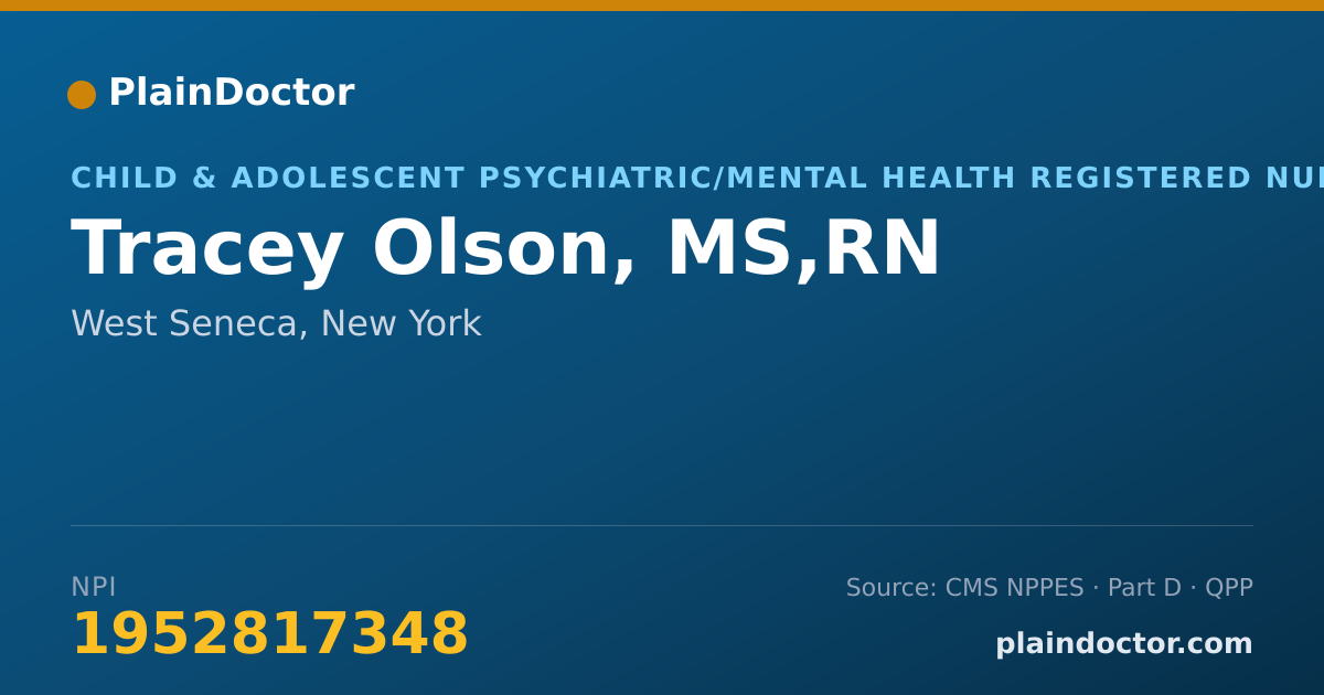 Shareable card for Tracey Olson, MS,RN - Child & Adolescent Psychiatric/Mental Health Registered Nurse, West Seneca, NY