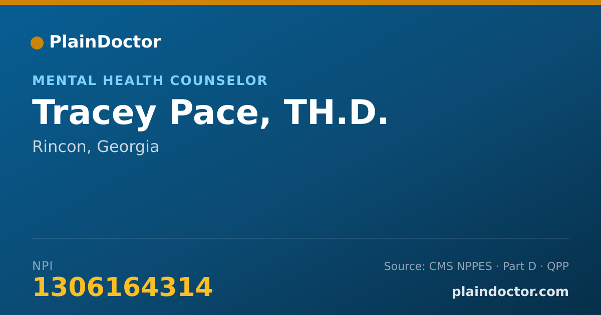 Shareable card for Tracey Pace, TH.D. - Mental Health Counselor, Rincon, GA
