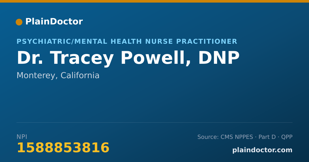 Shareable card for Tracey Powell, DNP - Psychiatric/Mental Health Nurse Practitioner, Monterey, CA