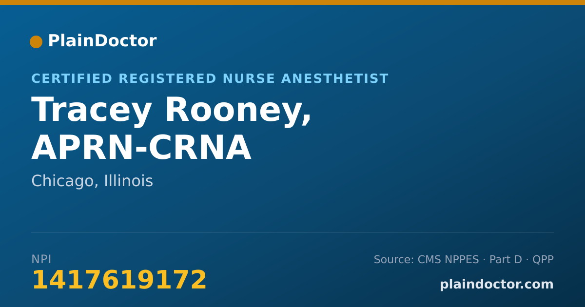 Shareable card for Tracey Rooney, APRN-CRNA - Certified Registered Nurse Anesthetist, Chicago, IL