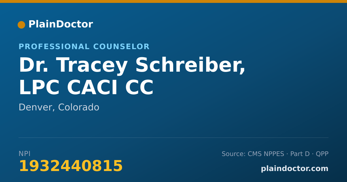 Shareable card for Tracey Schreiber, LPC CACI CC - Professional Counselor, Denver, CO