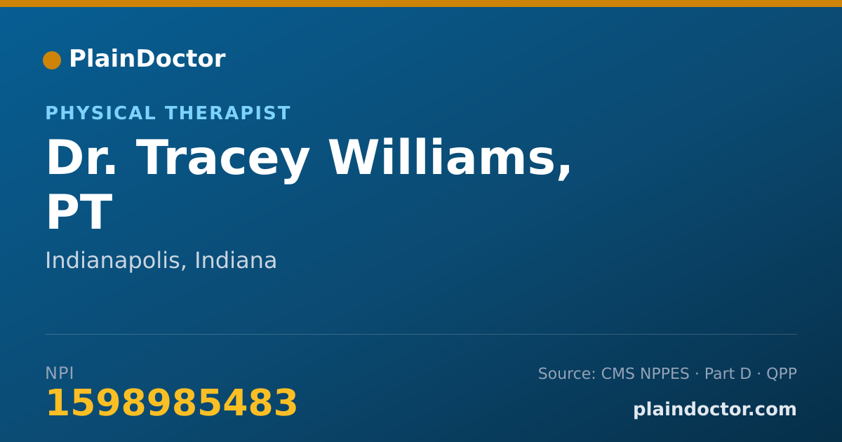Shareable card for Tracey Williams, PT - Physical Therapist, Indianapolis, IN