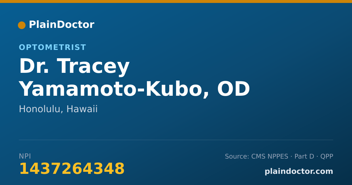 Shareable card for Tracey Yamamoto-Kubo, OD - Optometrist, Honolulu, HI