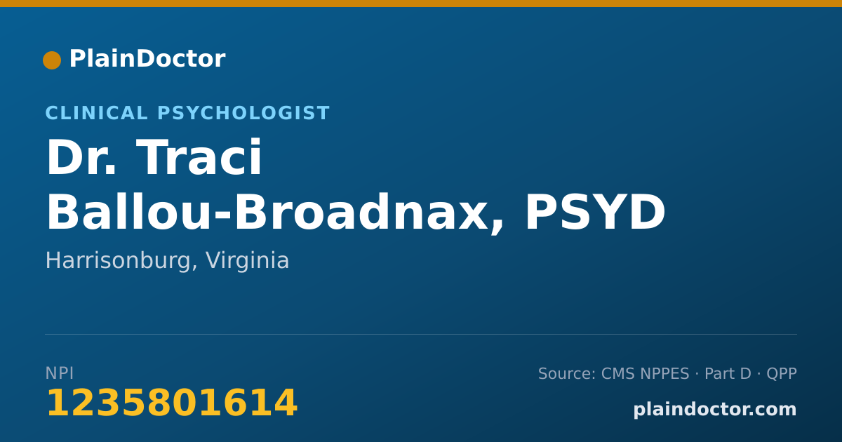 Shareable card for Traci Ballou-Broadnax, PSYD - Clinical Psychologist, Harrisonburg, VA