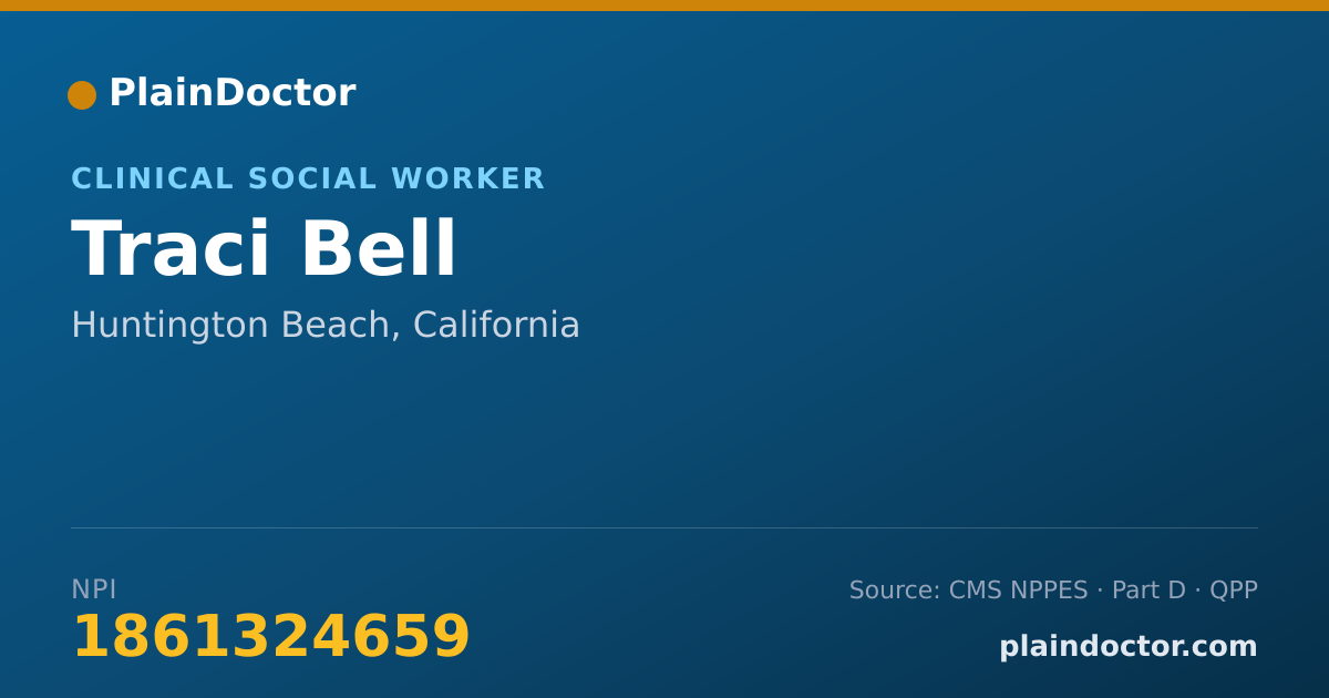 Shareable card for Traci Bell - Clinical Social Worker, Huntington Beach, CA