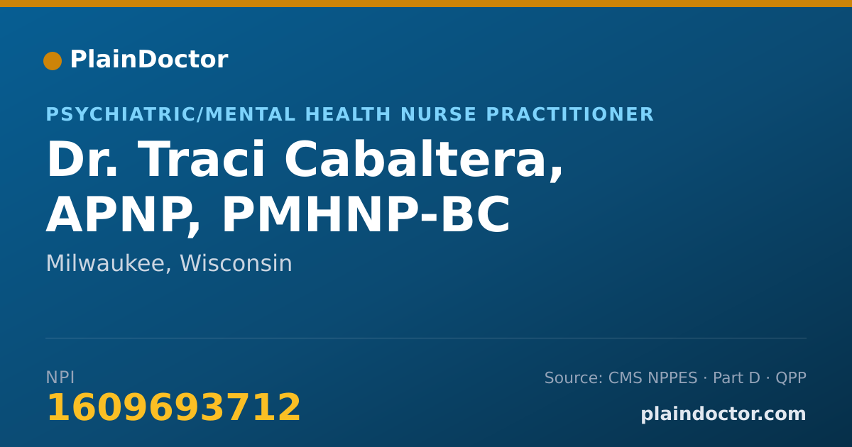 Shareable card for Traci Cabaltera, APNP, PMHNP-BC - Psychiatric/Mental Health Nurse Practitioner, Milwaukee, WI