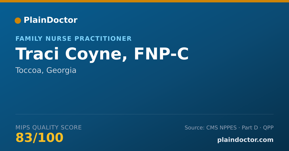 Shareable card for Traci Coyne, FNP-C - Family Nurse Practitioner, Toccoa, GA