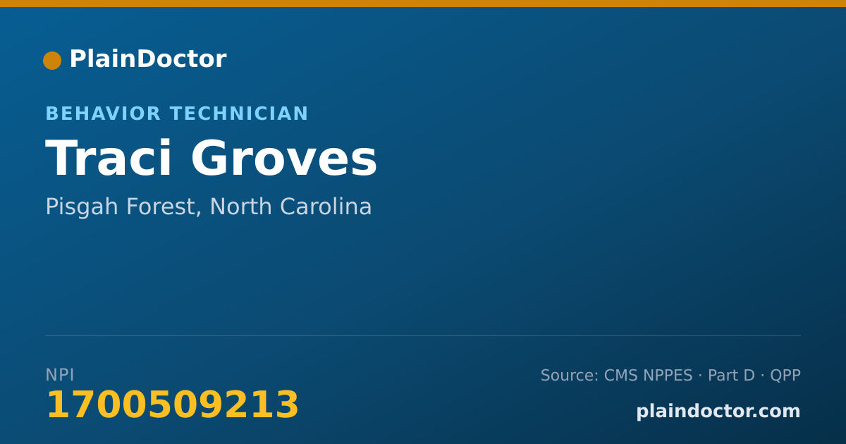 Shareable card for Traci Groves - Behavior Technician, Pisgah Forest, NC