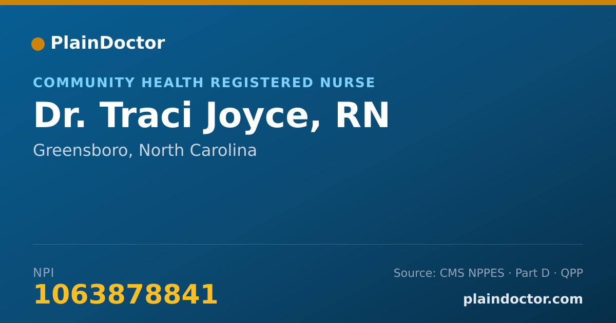 Shareable card for Traci Joyce, RN - Community Health Registered Nurse, Greensboro, NC