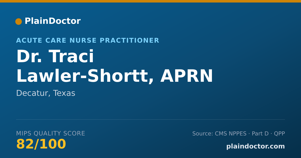 Shareable card for Traci Lawler-Shortt, APRN - Acute Care Nurse Practitioner, Decatur, TX