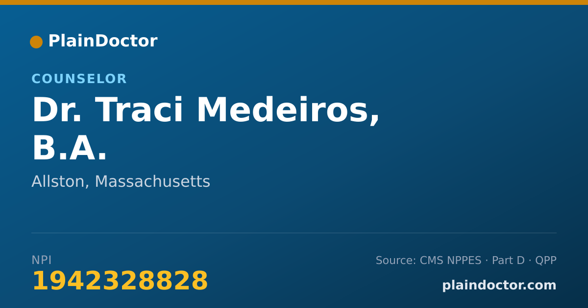 Shareable card for Traci Medeiros, B.A. - Counselor, Allston, MA
