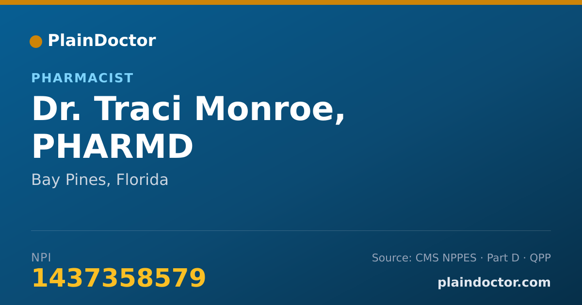 Shareable card for Traci Monroe, PHARMD - Pharmacist, Bay Pines, FL