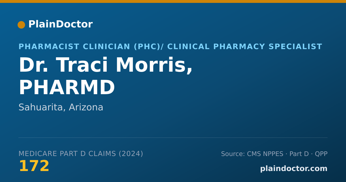 Shareable card for Traci Morris, PHARMD - Pharmacist Clinician (PhC)/ Clinical Pharmacy Specialist, Sahuarita, AZ