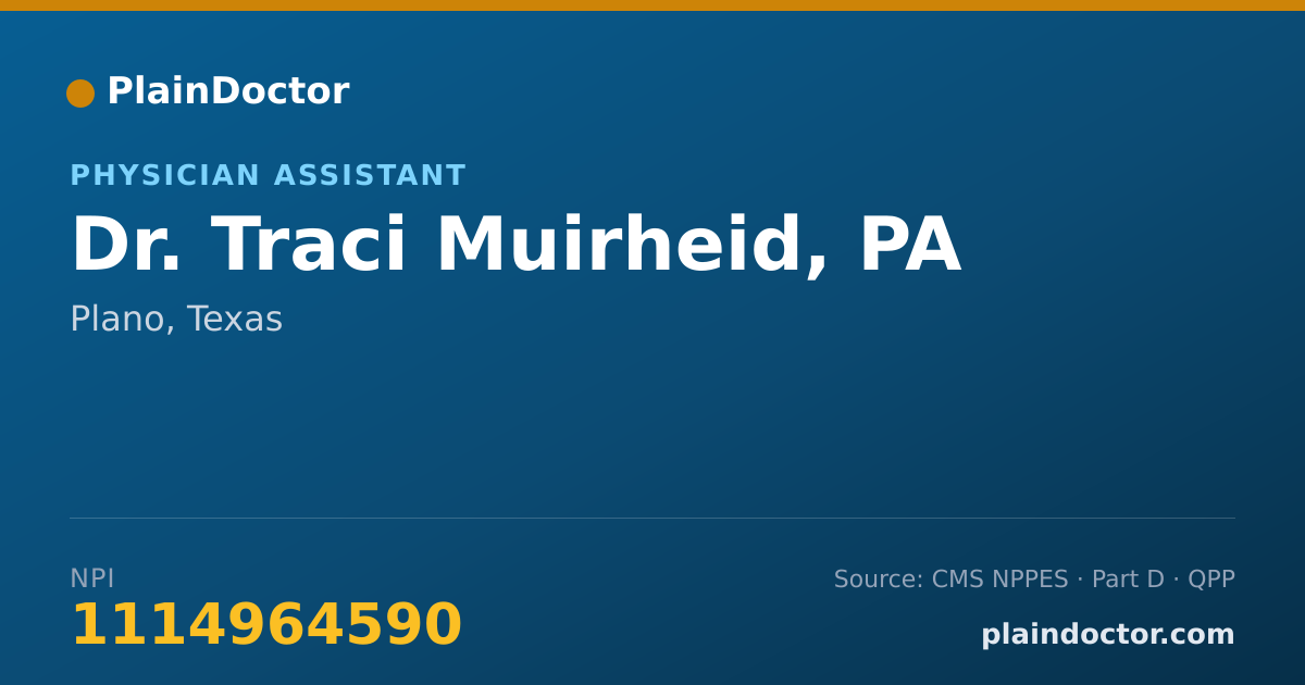 Shareable card for Traci Muirheid, PA - Physician Assistant, Plano, TX