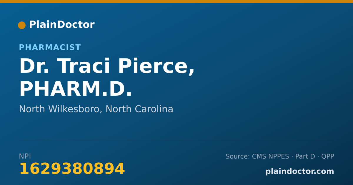 Shareable card for Traci Pierce, PHARM.D. - Pharmacist, North Wilkesboro, NC