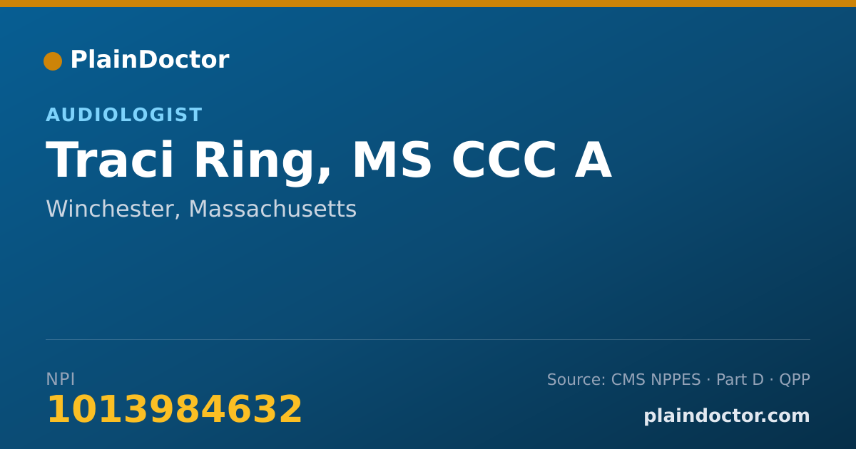 Shareable card for Traci Ring, MS CCC A - Audiologist, Winchester, MA