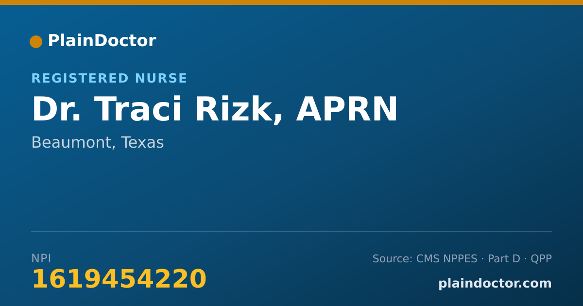 Shareable card for Traci Rizk, APRN - Registered Nurse, Beaumont, TX
