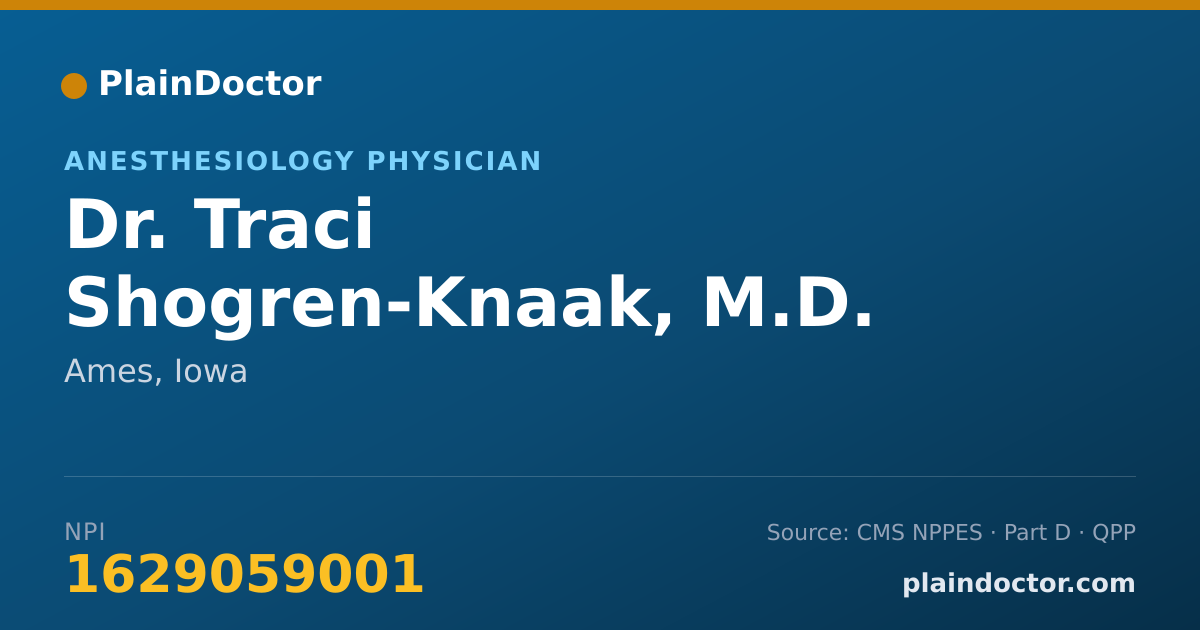 Shareable card for Traci Shogren-Knaak, M.D. - Anesthesiology Physician, Ames, IA