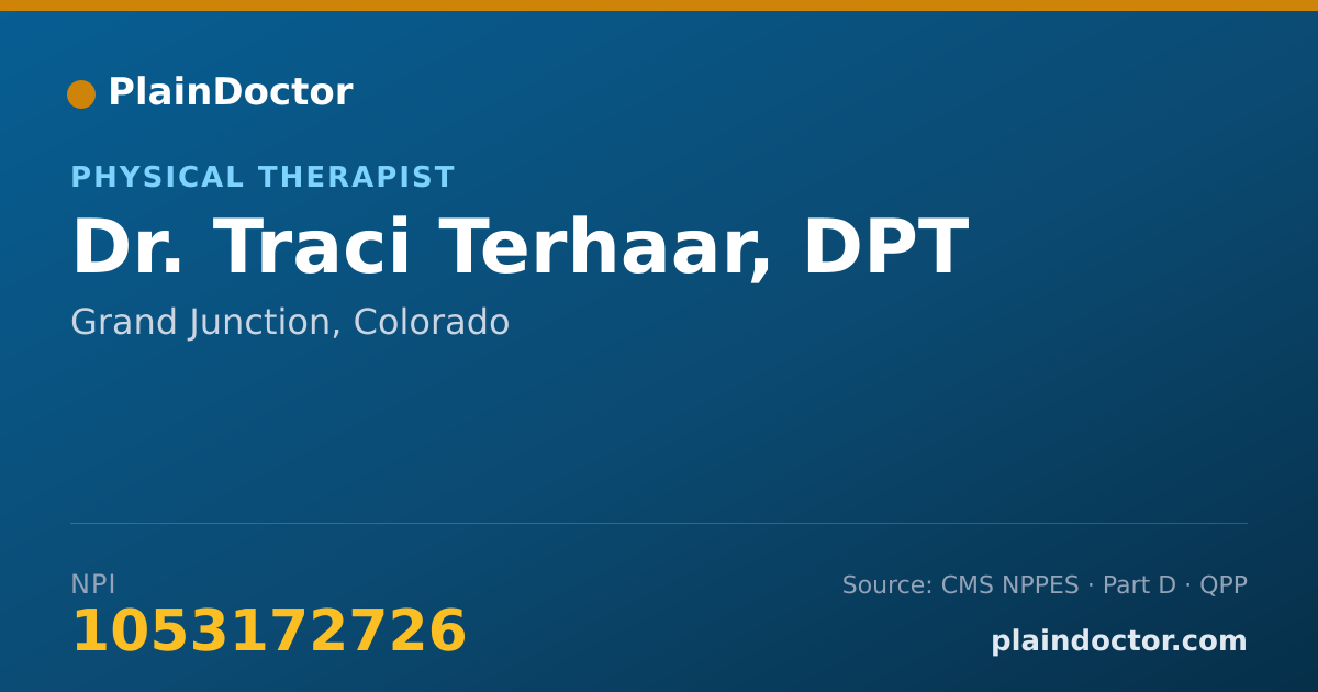 Shareable card for Traci Terhaar, DPT - Physical Therapist, Grand Junction, CO