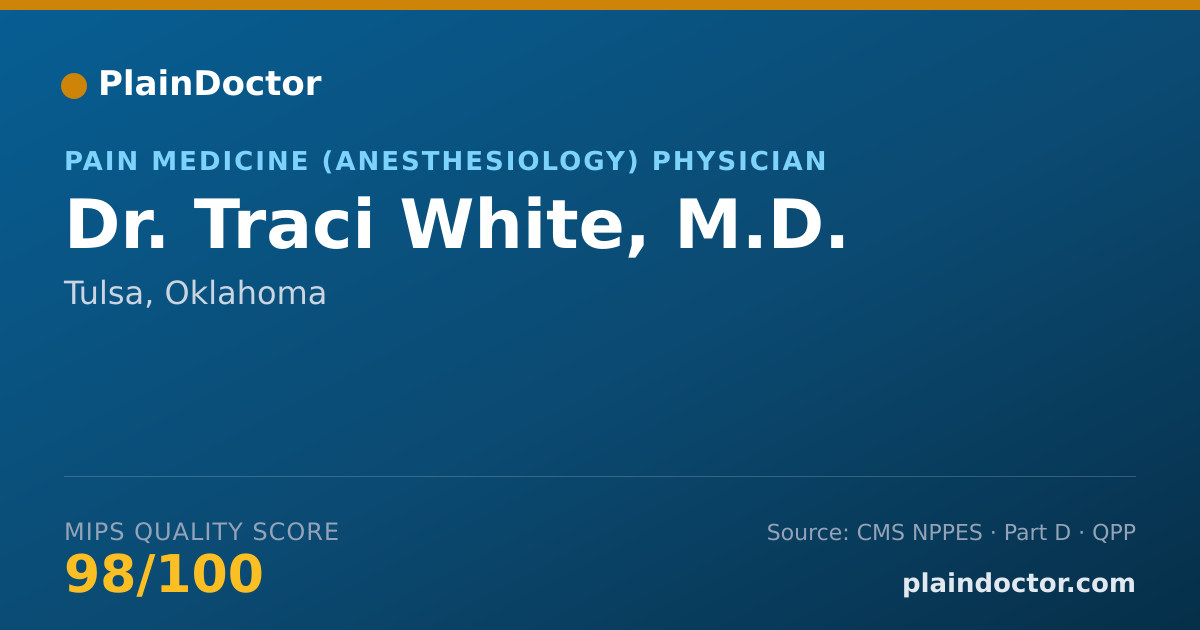 Shareable card for Traci White, M.D. - Pain Medicine (Anesthesiology) Physician, Tulsa, OK