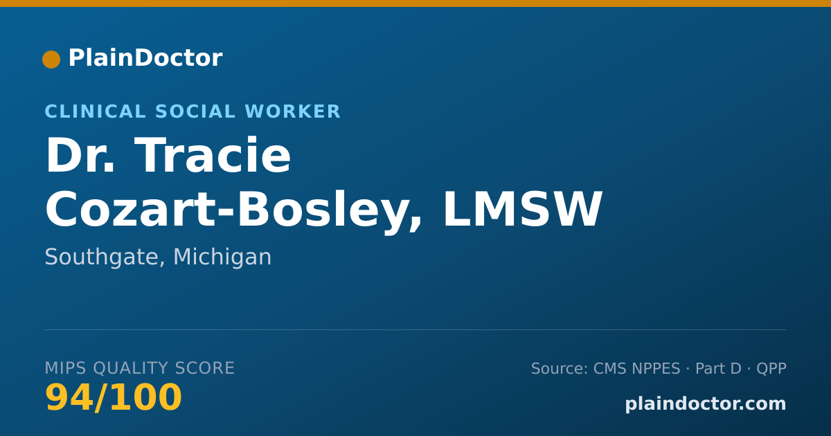 Shareable card for Tracie Cozart-Bosley, LMSW - Clinical Social Worker, Southgate, MI