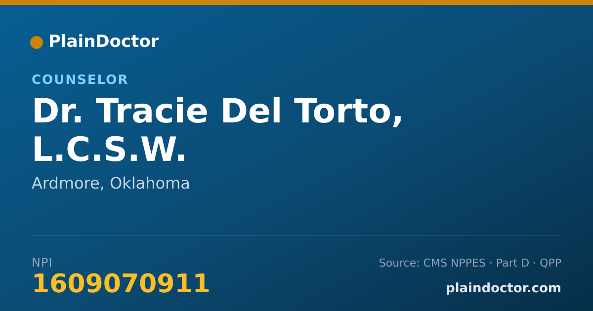 Shareable card for Tracie Del Torto, L.C.S.W. - Counselor, Ardmore, OK