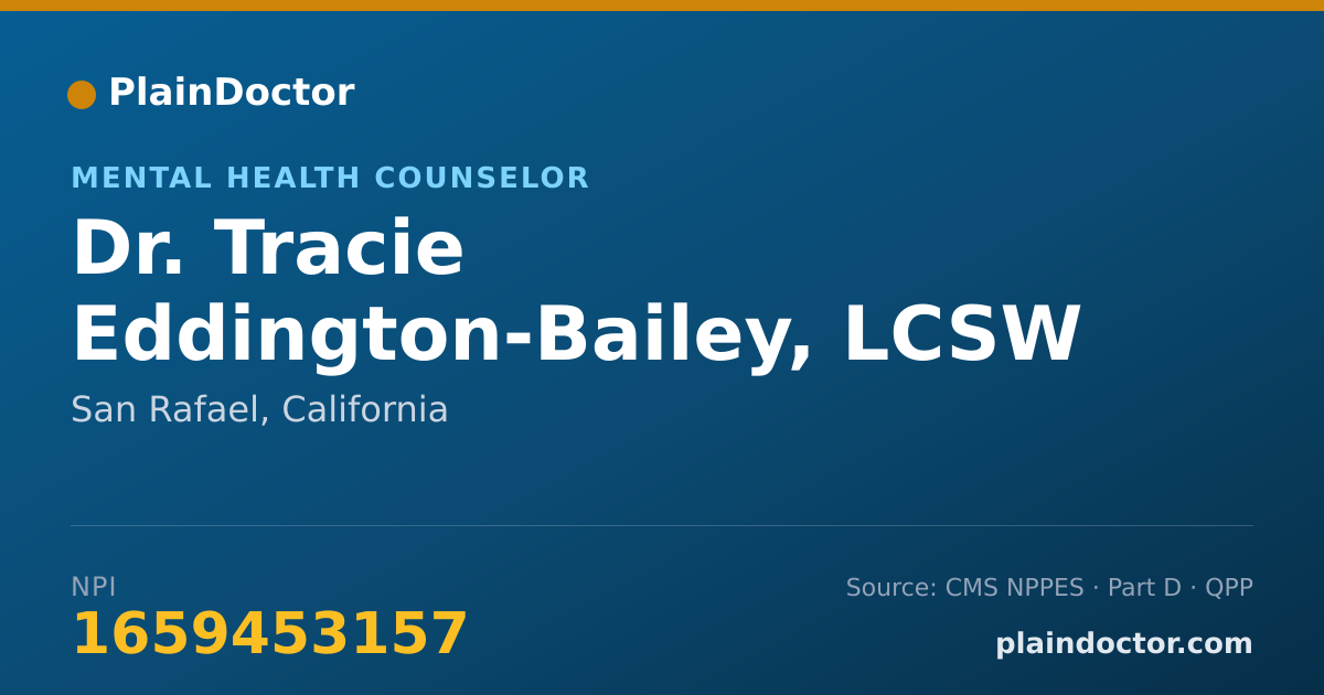 Shareable card for Tracie Eddington-Bailey, LCSW - Mental Health Counselor, San Rafael, CA