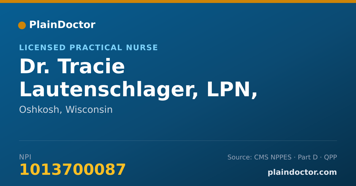 Shareable card for Tracie Lautenschlager, LPN, WCC - Licensed Practical Nurse, Oshkosh, WI