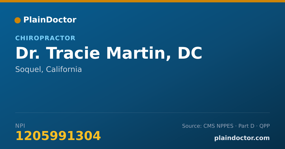Shareable card for Tracie Martin, DC - Chiropractor, Soquel, CA