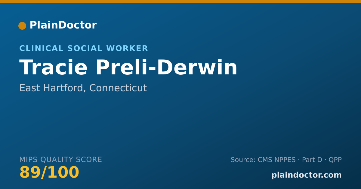 Shareable card for Tracie Preli-Derwin - Clinical Social Worker, East Hartford, CT