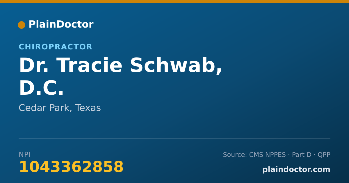 Shareable card for Tracie Schwab, D.C. - Chiropractor, Cedar Park, TX