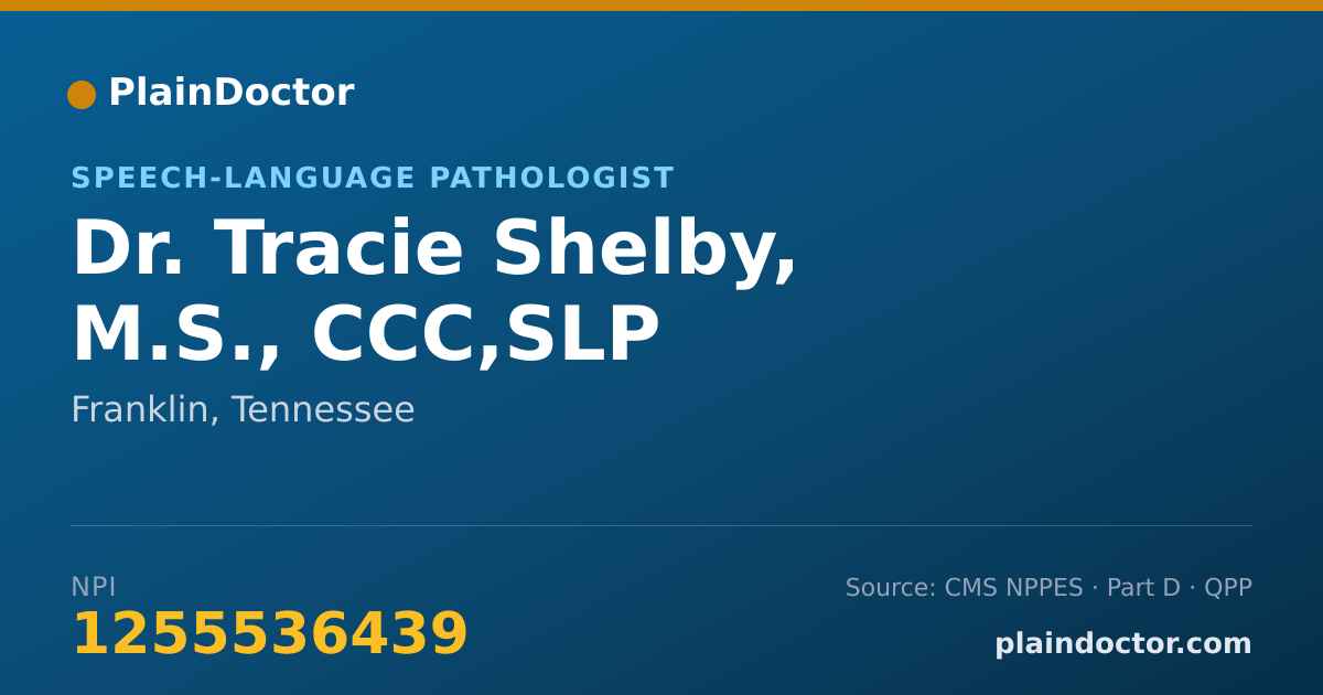 Shareable card for Tracie Shelby, M.S., CCC,SLP - Speech-Language Pathologist, Franklin, TN