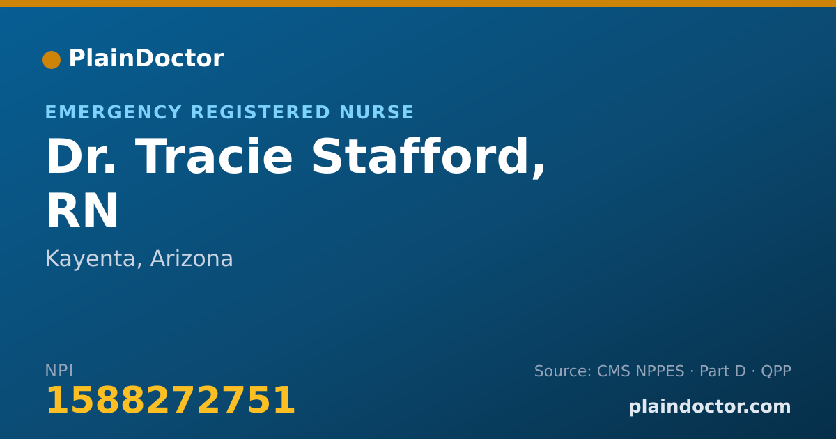 Shareable card for Tracie Stafford, RN - Emergency Registered Nurse, Kayenta, AZ