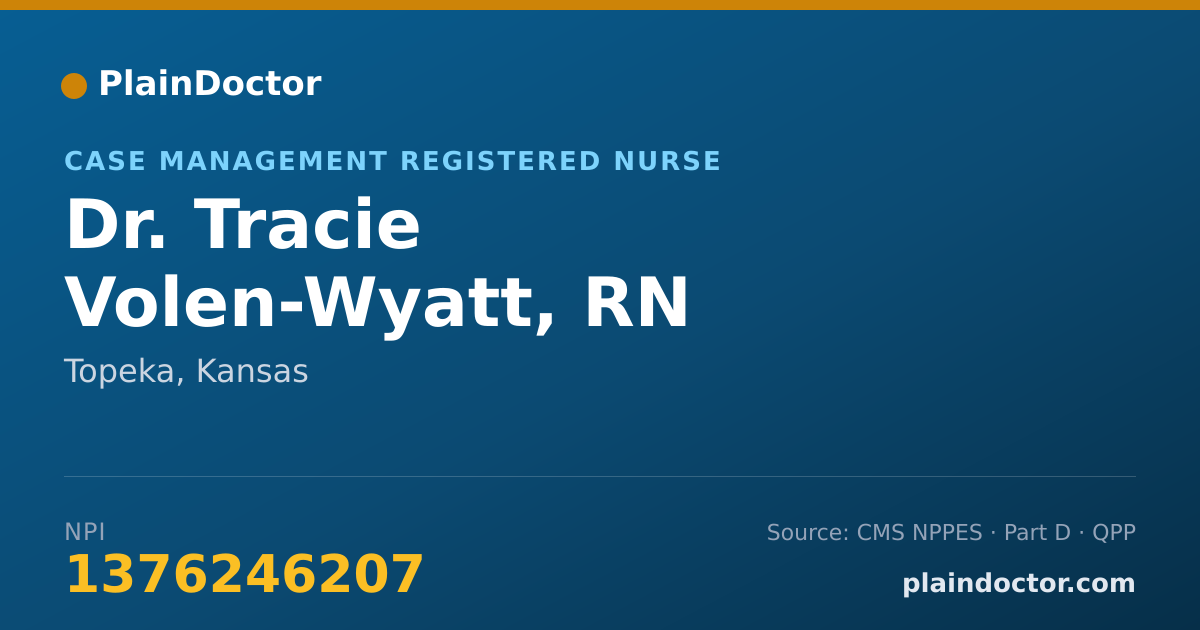 Shareable card for Tracie Volen-Wyatt, RN - Case Management Registered Nurse, Topeka, KS