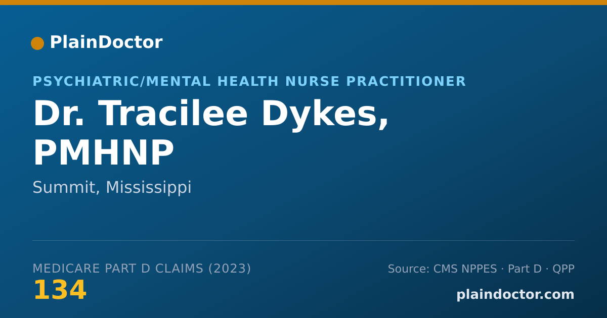 Shareable card for Tracilee Dykes, PMHNP - Psychiatric/Mental Health Nurse Practitioner, Summit, MS