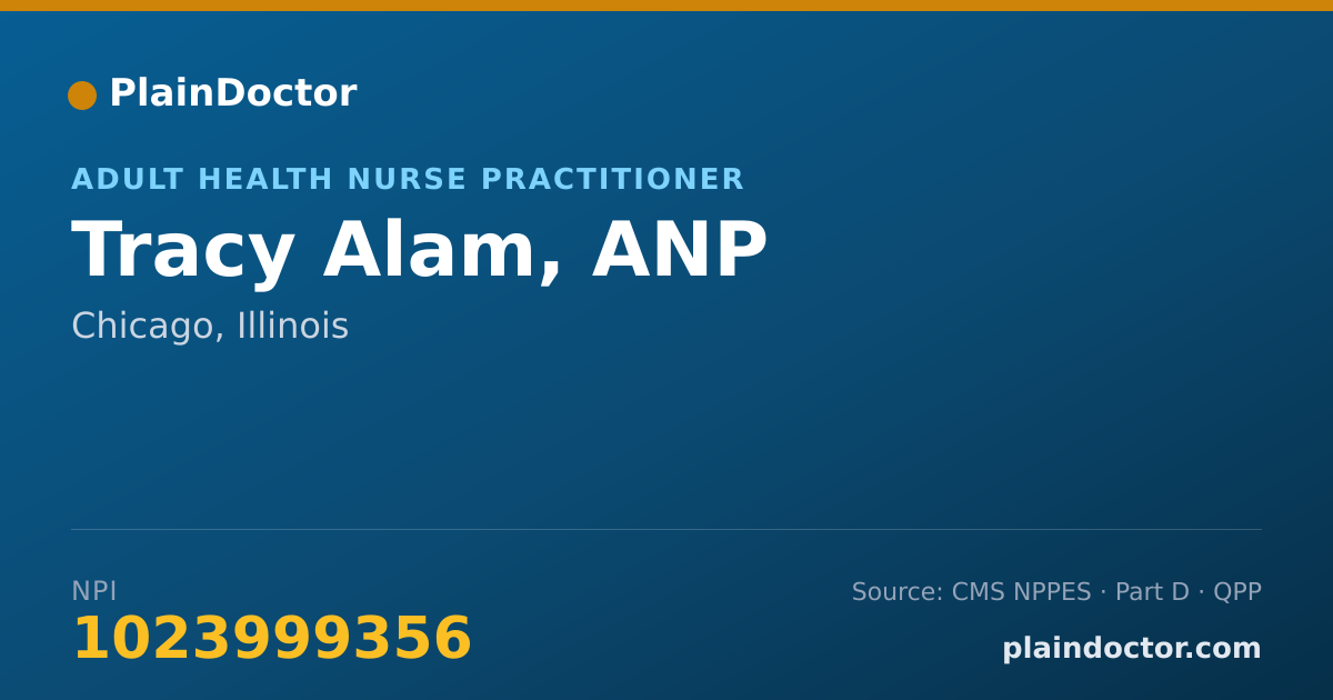 Shareable card for Tracy Alam, ANP - Adult Health Nurse Practitioner, Chicago, IL