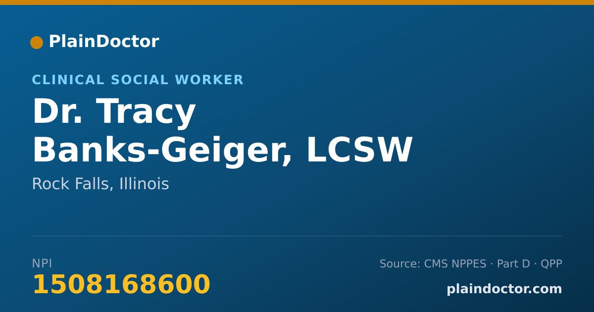 Shareable card for Tracy Banks-Geiger, LCSW - Clinical Social Worker, Rock Falls, IL