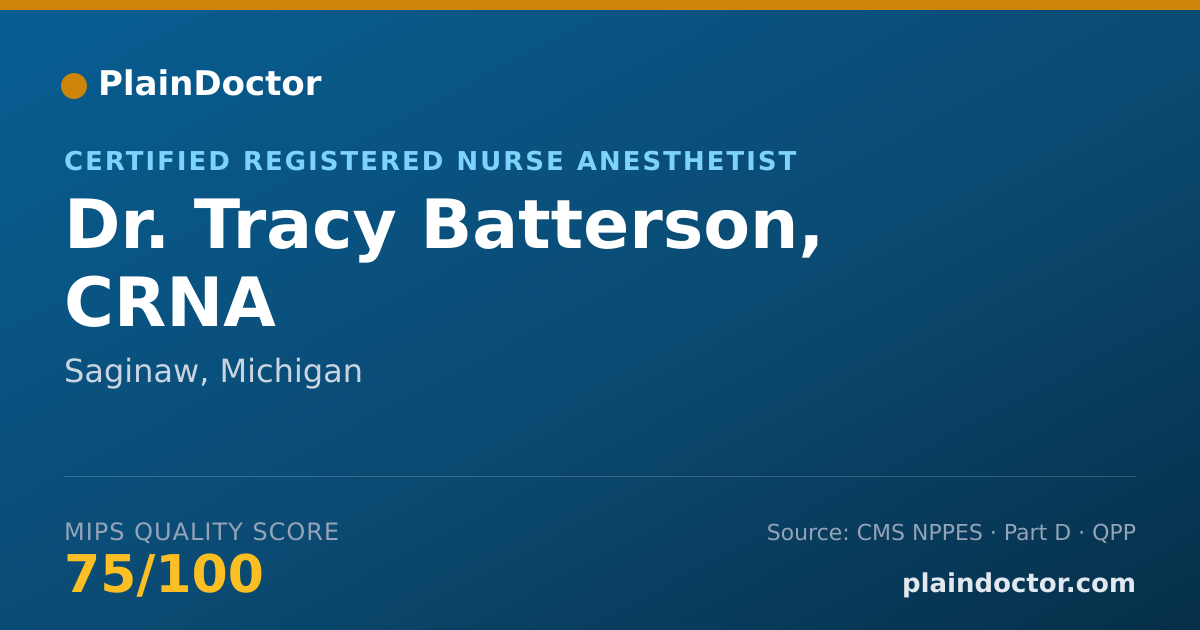 Shareable card for Tracy Batterson, CRNA - Certified Registered Nurse Anesthetist, Saginaw, MI