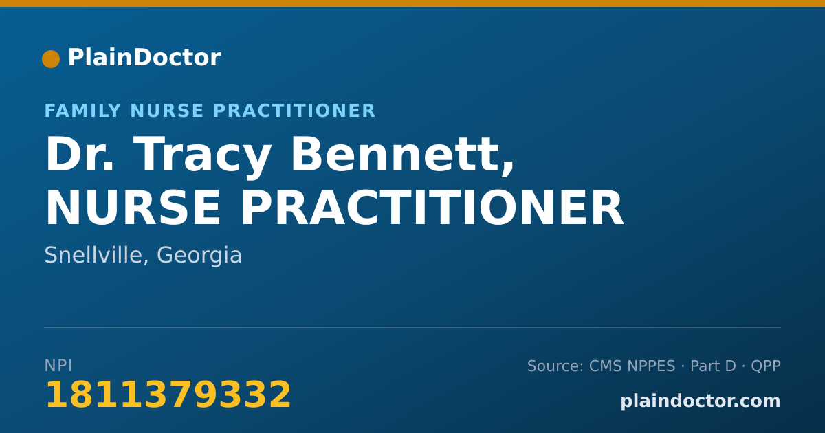 Shareable card for Tracy Bennett, NURSE PRACTITIONER - Family Nurse Practitioner, Snellville, GA