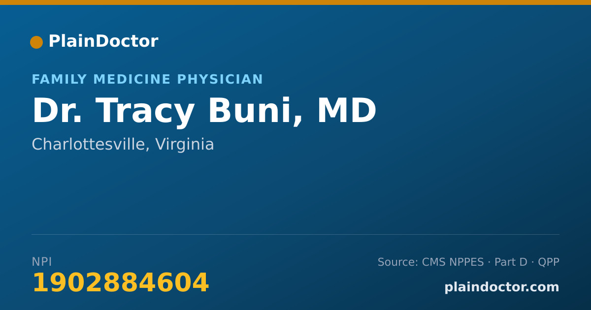 Shareable card for Tracy Buni, MD - Family Medicine Physician, Charlottesville, VA