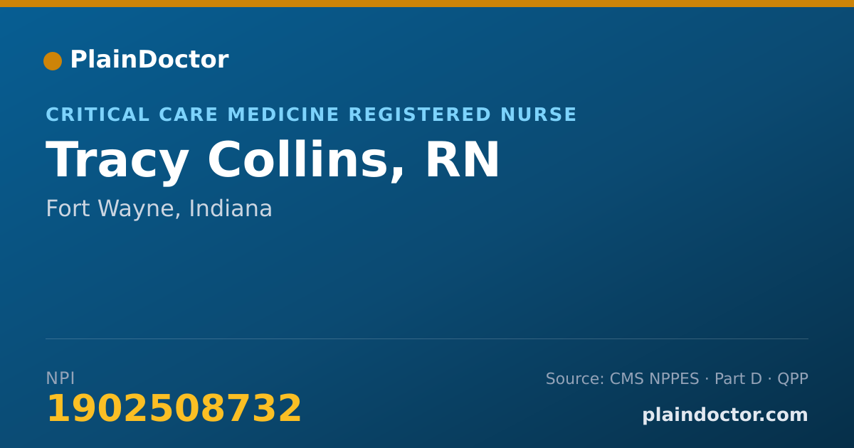 Shareable card for Tracy Collins, RN - Critical Care Medicine Registered Nurse, Fort Wayne, IN