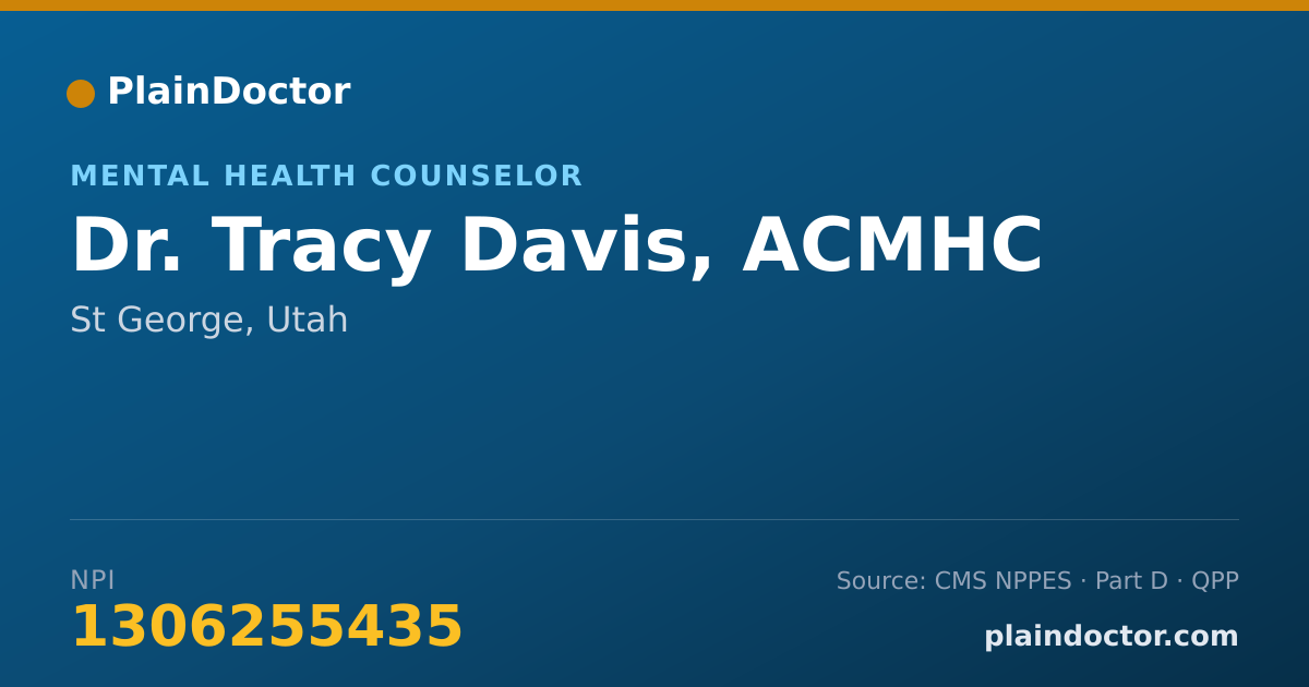 Shareable card for Tracy Davis, ACMHC - Mental Health Counselor, St George, UT