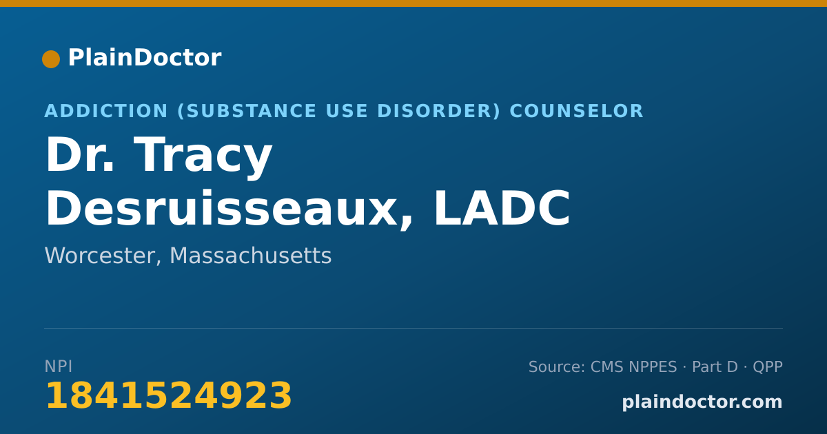 Shareable card for Tracy Desruisseaux, LADC - Addiction (Substance Use Disorder) Counselor, Worcester, MA