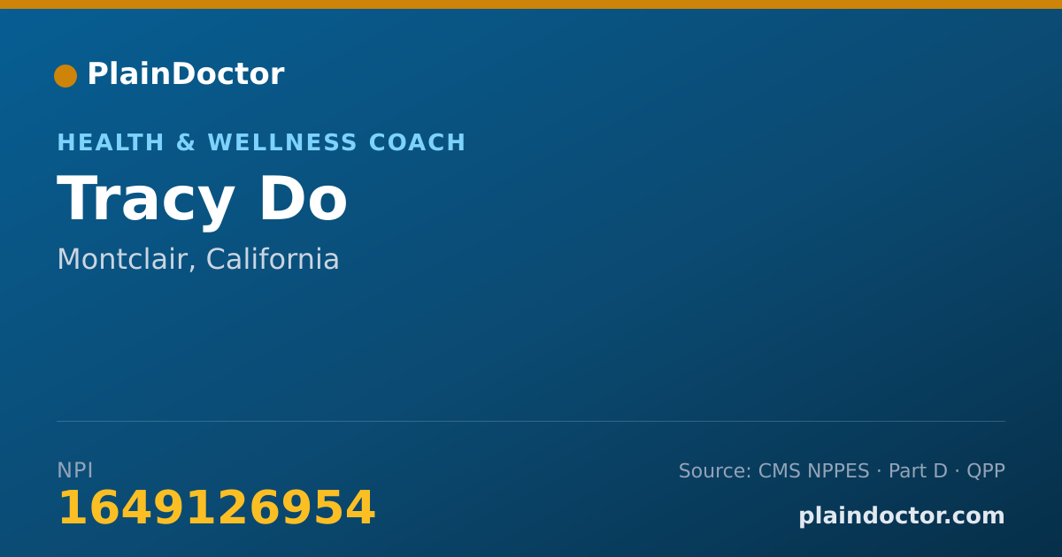 Shareable card for Tracy Do - Health & Wellness Coach, Montclair, CA