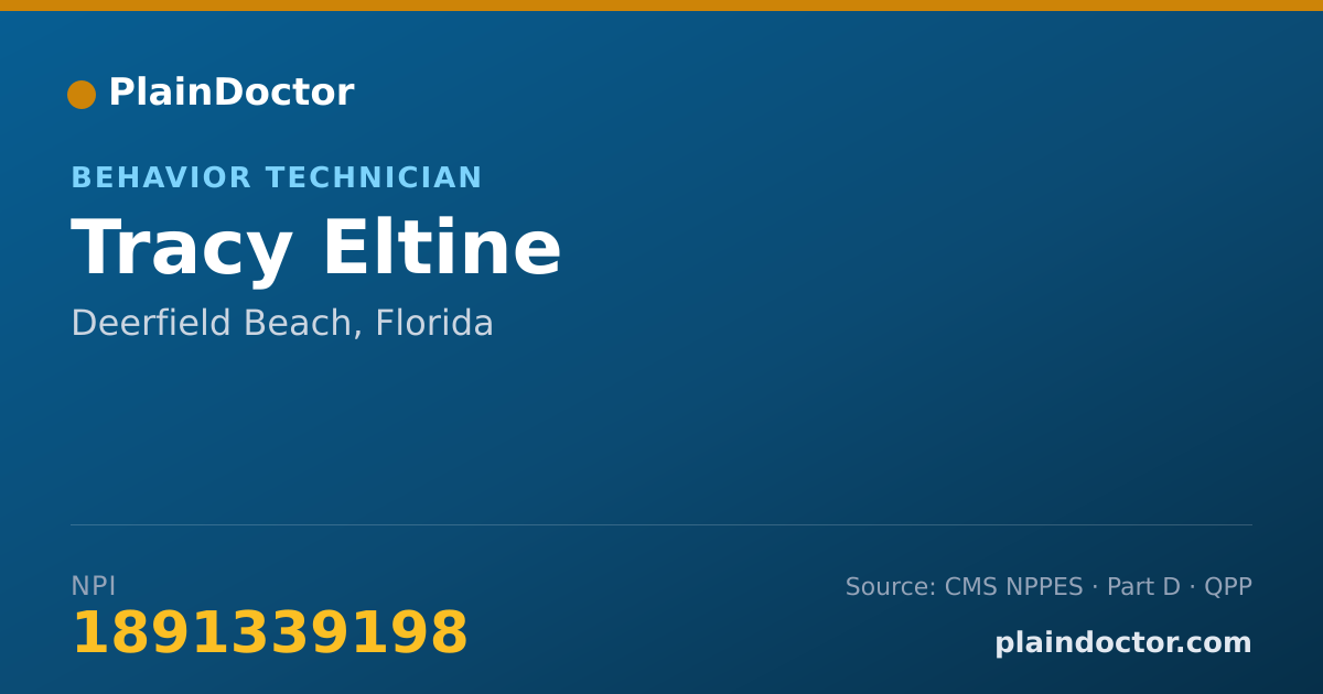 Shareable card for Tracy Eltine - Behavior Technician, Deerfield Beach, FL
